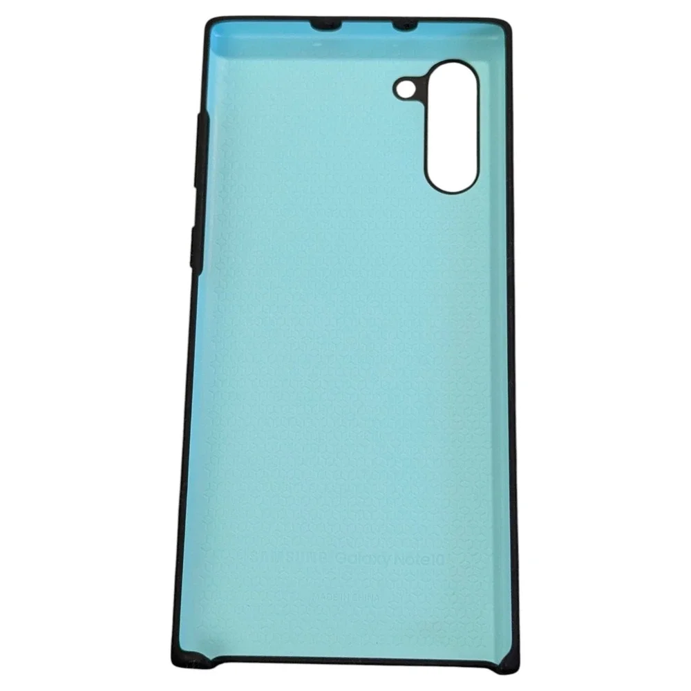 V4-O Samsung Silicone Case For Samsung Galaxy Note10 In Black/Teal